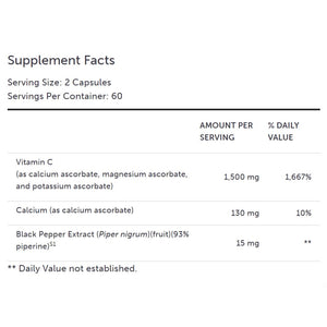 Xcellent C™ is a high-potency vitamin C formula with the addition of 7.5 mg of BioPerine® per capsule. BioPerine, a proprietary black pepper extract, is present to promote absorption and bioavailability of vitamin C. Vitamin C provides valuable antioxidant protection and is necessary for the production of collagen, an integral component of blood vessels, tendons, ligaments, and bone.