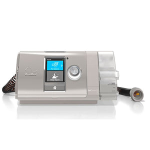 An auto-adjusting bilevel PAP machine, ResMed AirCurve™ 10 VAuto changes inhalation and exhalation airflow pressure levels based on patient needs and features a built-in humidifier.